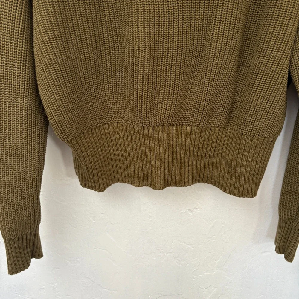 Varley Carter Half Zip Hooded Sweater Women Size Medium Green Knit